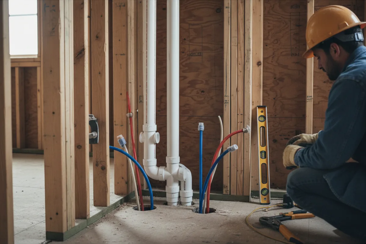Drain and supply rough-in during Leak Detection in Olustee